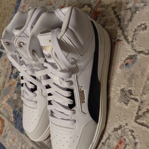 Puma Men's White and Black High-Top Sneakers